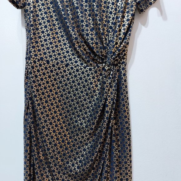 MICHAEL KORS Women's Metallic Chain-Print Knot Mini Dress SIZE MEDIUM - Picture 5 of 13